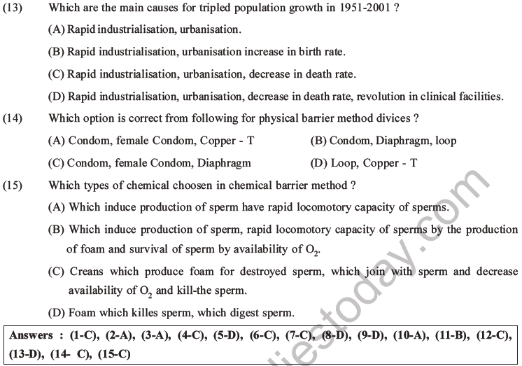 NEET Biology Reproductive Health MCQs Set A Multiple Choice Questions